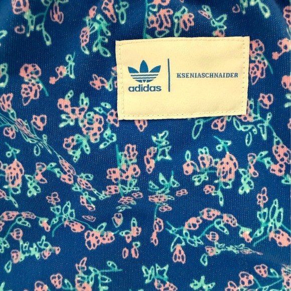 Adidas x KSENIASCHNAIDER Floral 3-Stripes Shorts Blue Pink Womens Medium - Picture 5 of 10